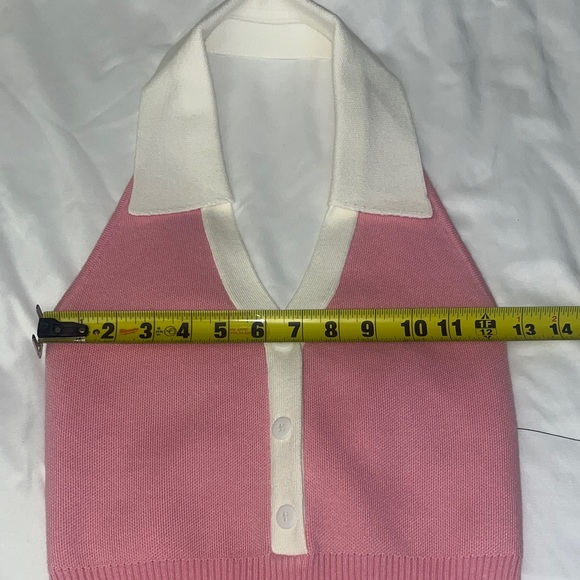 Lulus Ameliah Pink and White Collared Sweater Tank Top - Picture 11 of 13